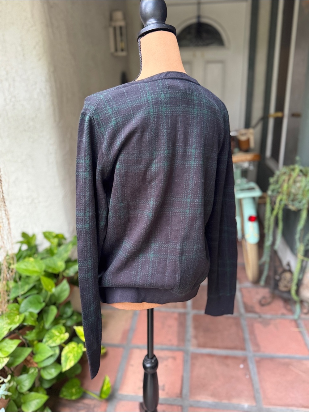 Bass Black & Green Plaid Crewneck Sweater - Picture 3 of 4